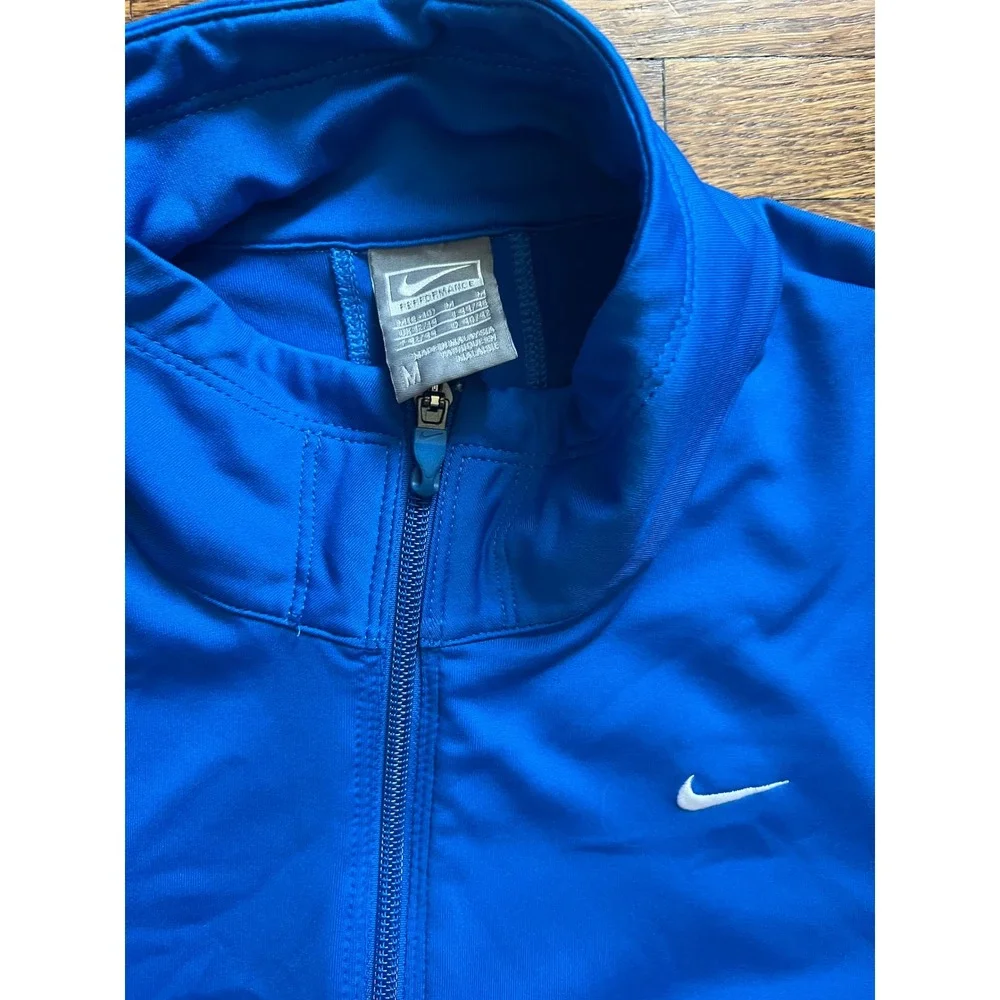 Nike Performance Womens Royal Blue Full Zip Track Jacket Mock Neck Size Medium
